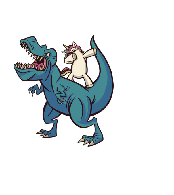 T-rex és unikornis minta világoskék pólón