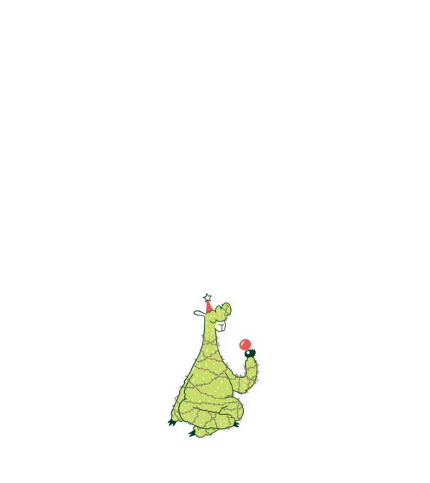 Karácsonyfa láma minta zöld pólón