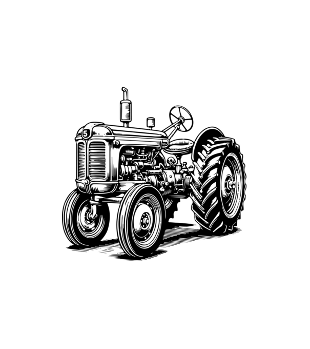 Retro traktor minta fehér pólón