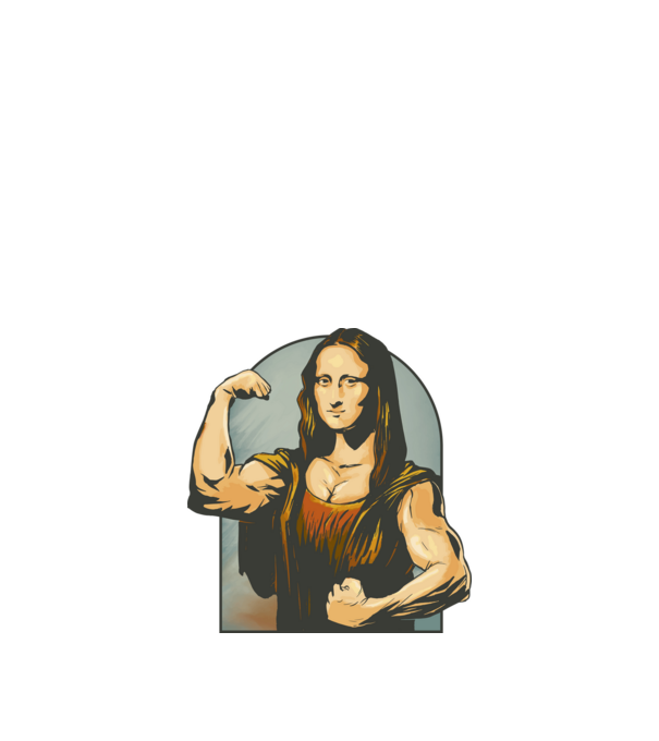 Kigyúrt Mona Lisa minta fehér pólón