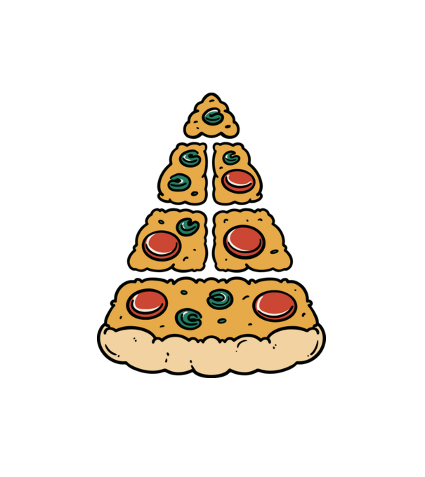 Pizza piramis minta fehér pólón