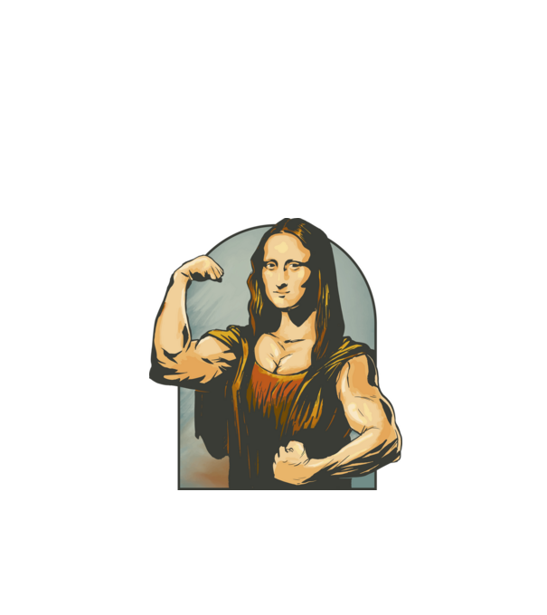 Kigyúrt Mona Lisa minta fehér pólón