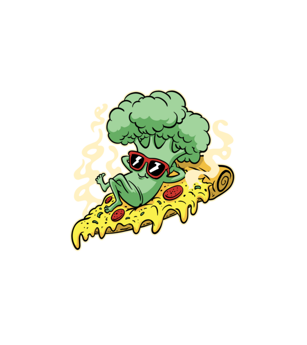 Brokkolis pizza minta fehér pólón