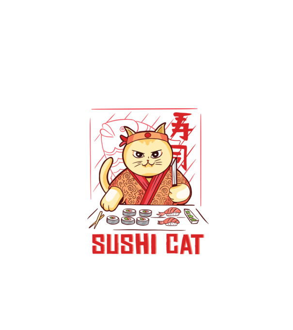 Sushi cica minta fehér pólón