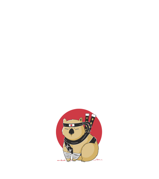 Ninja wombat minta fehér pólón