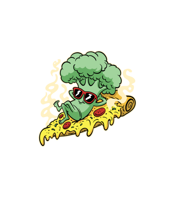 Brokkolis pizza minta fehér pólón