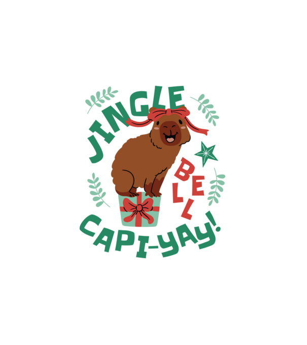 Karácsonyi capybara minta fehér pólón