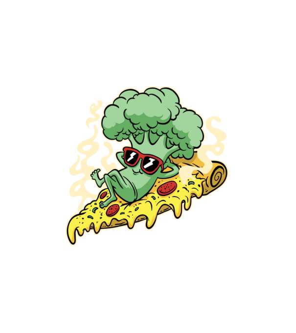 Brokkolis pizza minta fehér pólón