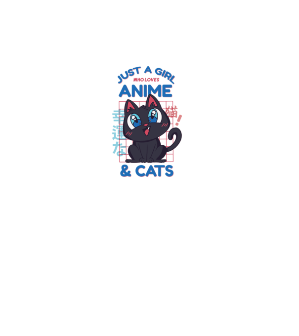 Anime és cicák minta türkiz pólón