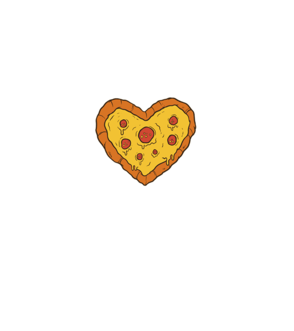 Pizza szív minta fekete pólón