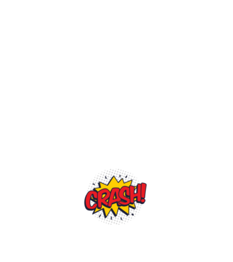 Képregény szöveg (CRASH) minta fehér pólón