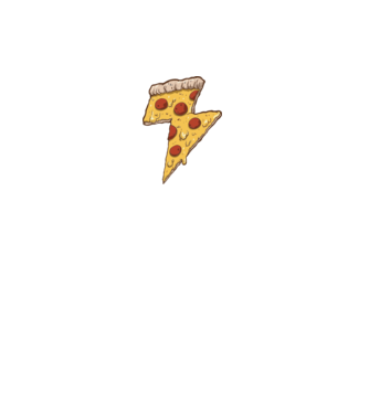 villám pizza minta fehér pólón