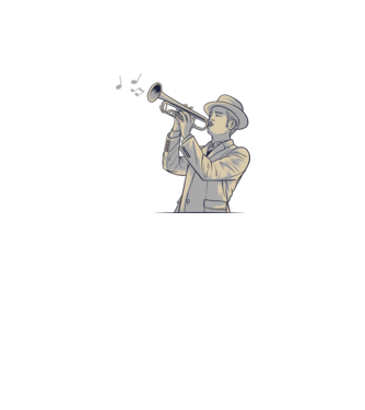 jazz trompitás minta fehér pólón