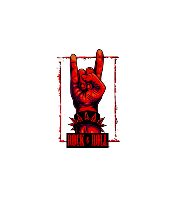 ROCK & ROLL - Metálvilla minta fehér pólón