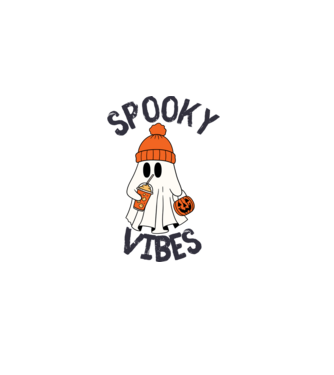 Spooky Vibes minta fehér pólón