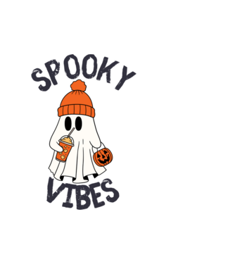 Spooky Vibes minta fehér pólón