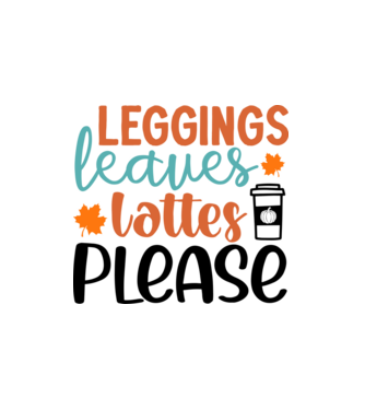 Leggings leaves lattes please minta fehér pólón