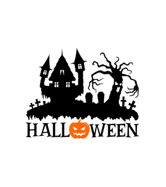 HALLOWEEN HOUSE minta fehér pólón