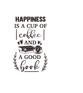 Happiness is a cup of coffee and a good book minta világoskék pólón