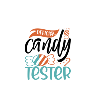 Official candy tester minta fehér pólón
