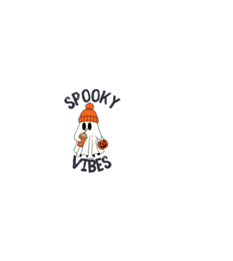 Spooky Vibes minta világos rózsaszín pólón