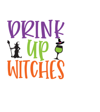 Drink Up Witches minta fekete pólón