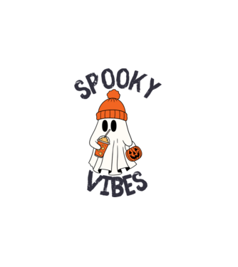 Spooky Vibes minta fehér pólón