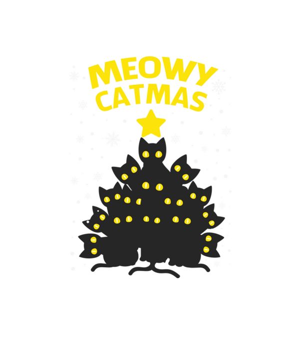 Meowy Catmas minta fehér pólón