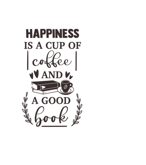 Happiness is a cup of coffee and a good book minta fekete pólón