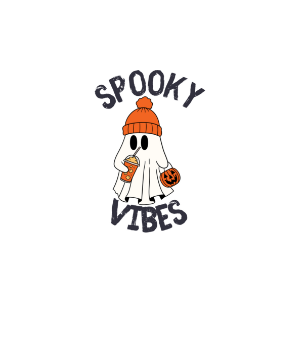 Spooky Vibes minta fehér pólón
