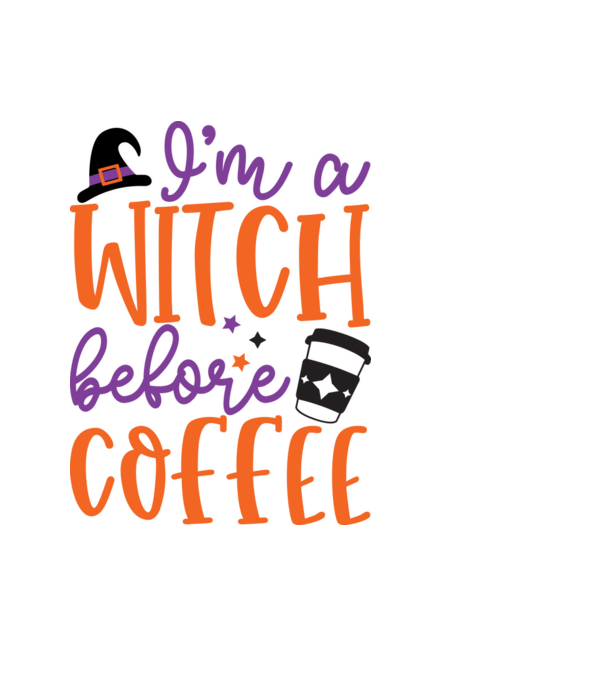 I'm A Witch Before Coffee minta világoskék pólón