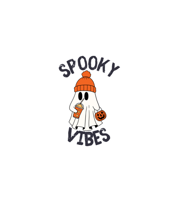 Spooky Vibes minta fehér pólón