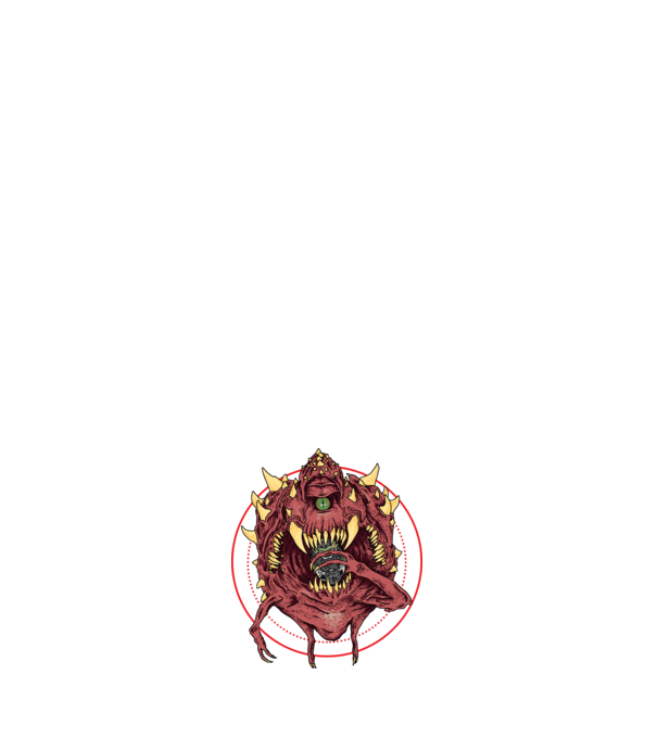 Doom Caco demon minta fehér pólón