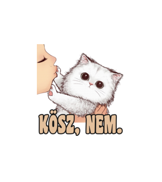 Kösz nem fehér cica minta fehér pólón