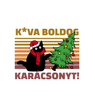 Kva boldog karácsonyt cica minta fehér pólón