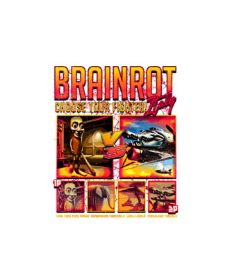 Brainrot Italy Choose your fighter minta fehér pólón