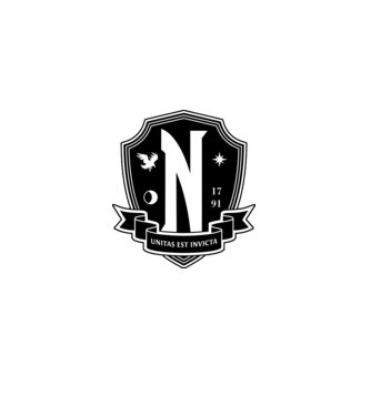 Wednesday Nevermore akadémia logo minta lila pólón