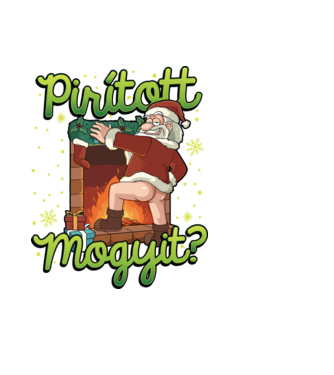 Pirított mogyi Mikulás minta fekete pólón