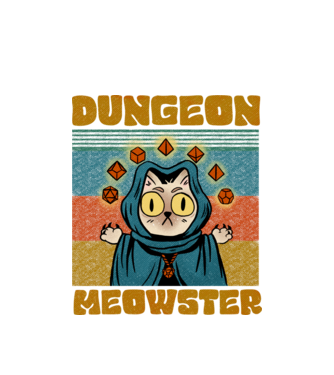 Dungeon meowster minta fehér pólón
