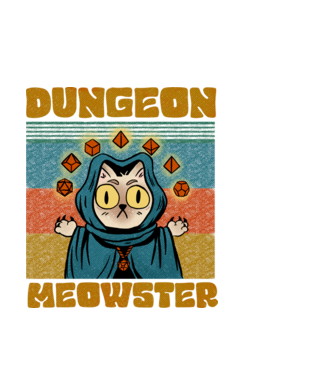 Dungeon meowster minta fekete pólón