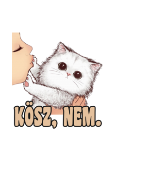 Kösz nem fehér cica minta fehér pólón