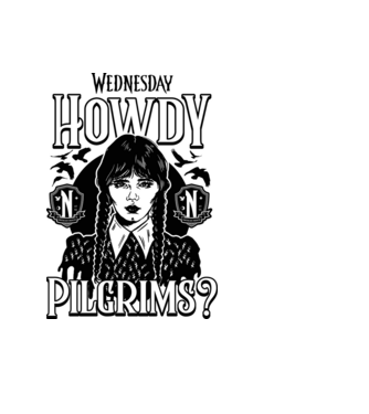 Wednesday Howdy Pilgrims minta fekete pólón