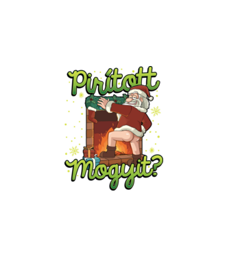 Pirított mogyi Mikulás minta fehér pólón