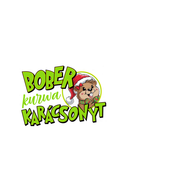 Karácsony Bober xmas minta fekete pólón