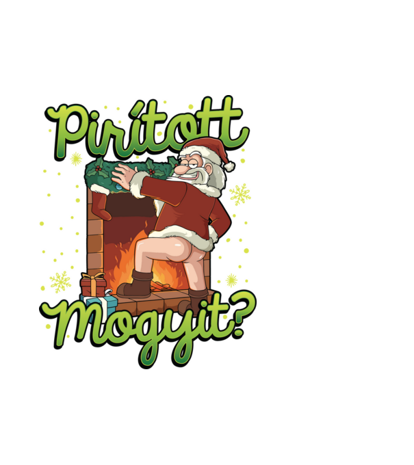 Pirított mogyi Mikulás minta fehér pólón