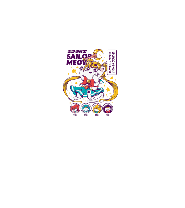 Sailor Moon Kitty minta fehér pólón