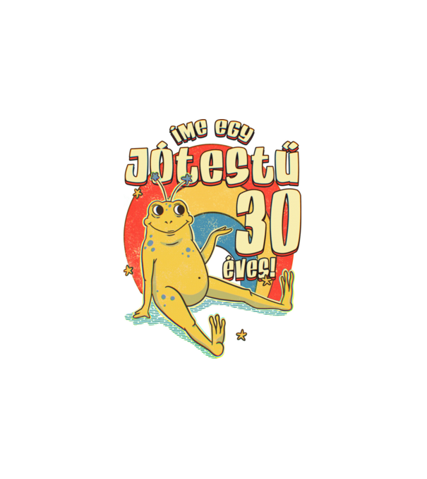 Jótestű 30 éves minta fehér pólón