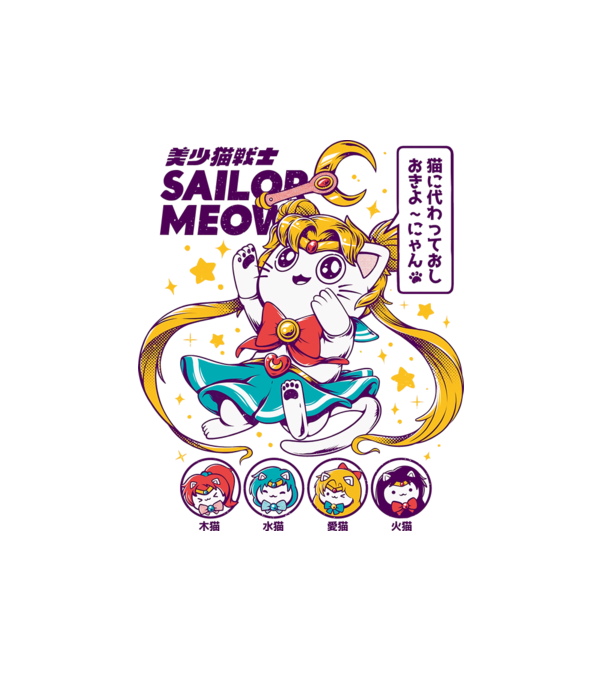 Sailor Moon Kitty minta fehér pólón