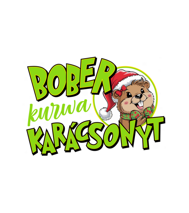 Karácsony Bober xmas minta fehér pólón