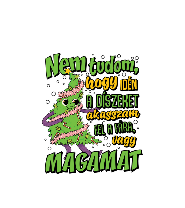 Karácsonyfa dísz minta fehér pólón